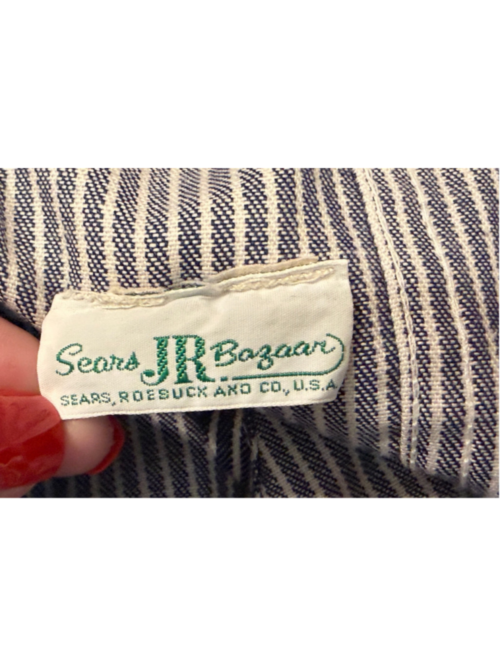 Vtg 70s Sears JR Bazaar Womens Hickory Stripe Overalls Railroad Denim Bibs Sz S - Picture 9 of 11